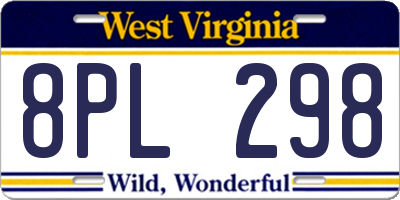 WV license plate 8PL298