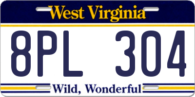 WV license plate 8PL304