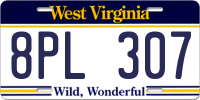 WV license plate 8PL307