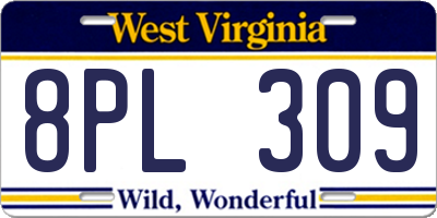 WV license plate 8PL309