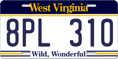 WV license plate 8PL310