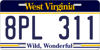 WV license plate 8PL311