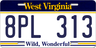 WV license plate 8PL313