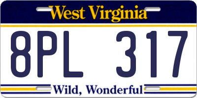 WV license plate 8PL317