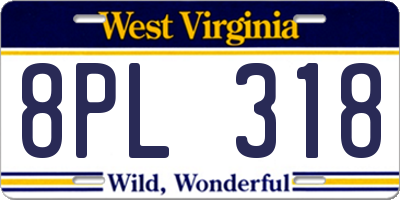WV license plate 8PL318