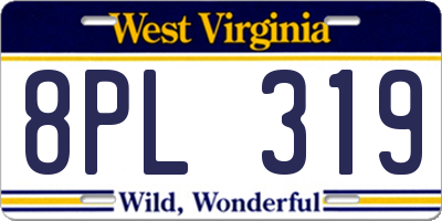 WV license plate 8PL319
