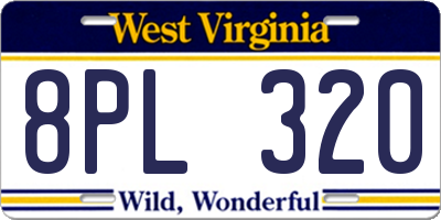 WV license plate 8PL320
