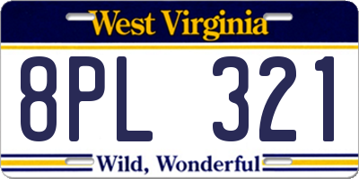 WV license plate 8PL321