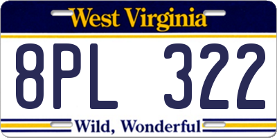 WV license plate 8PL322