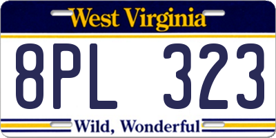 WV license plate 8PL323