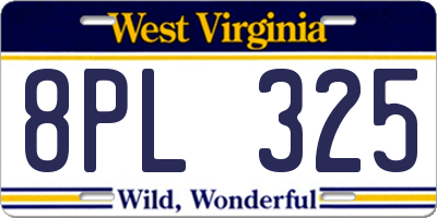 WV license plate 8PL325