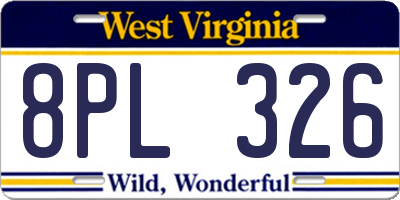 WV license plate 8PL326