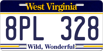 WV license plate 8PL328