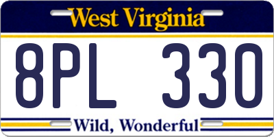 WV license plate 8PL330