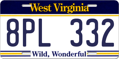 WV license plate 8PL332