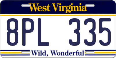 WV license plate 8PL335