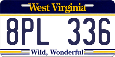 WV license plate 8PL336