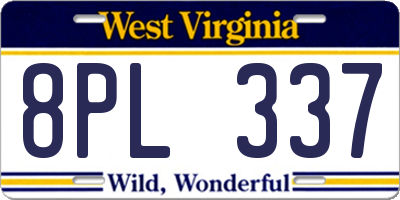 WV license plate 8PL337
