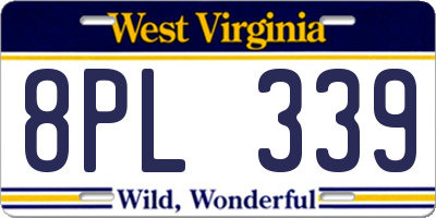 WV license plate 8PL339