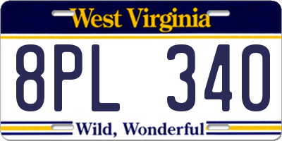 WV license plate 8PL340