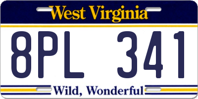 WV license plate 8PL341