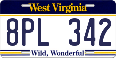 WV license plate 8PL342
