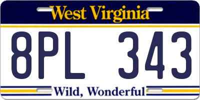 WV license plate 8PL343