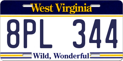 WV license plate 8PL344