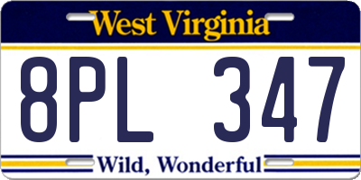WV license plate 8PL347