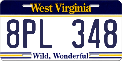 WV license plate 8PL348