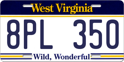 WV license plate 8PL350