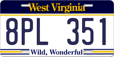 WV license plate 8PL351