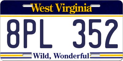 WV license plate 8PL352