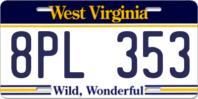 WV license plate 8PL353