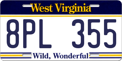 WV license plate 8PL355