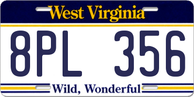 WV license plate 8PL356
