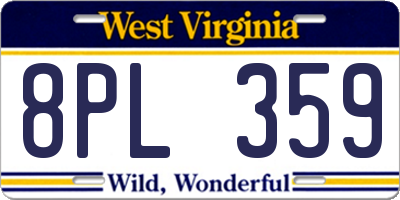 WV license plate 8PL359