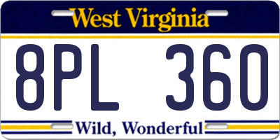 WV license plate 8PL360