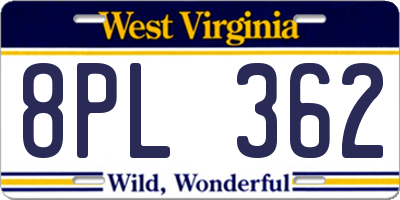 WV license plate 8PL362