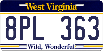 WV license plate 8PL363
