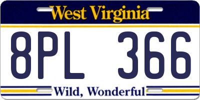 WV license plate 8PL366