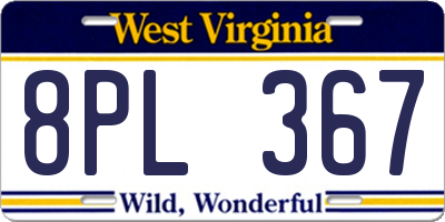 WV license plate 8PL367