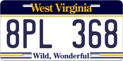 WV license plate 8PL368
