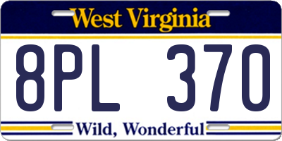 WV license plate 8PL370