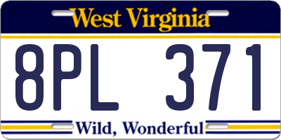 WV license plate 8PL371