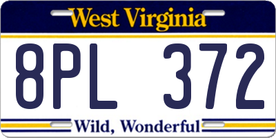 WV license plate 8PL372