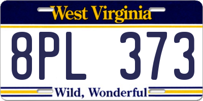 WV license plate 8PL373