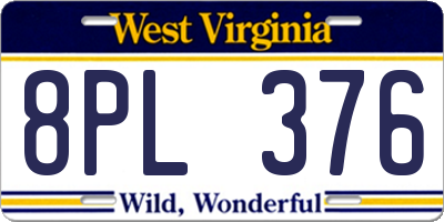 WV license plate 8PL376