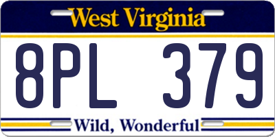 WV license plate 8PL379