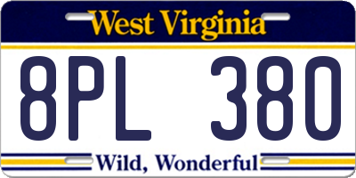 WV license plate 8PL380
